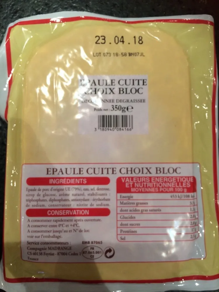 Epaule cuite choix bloc