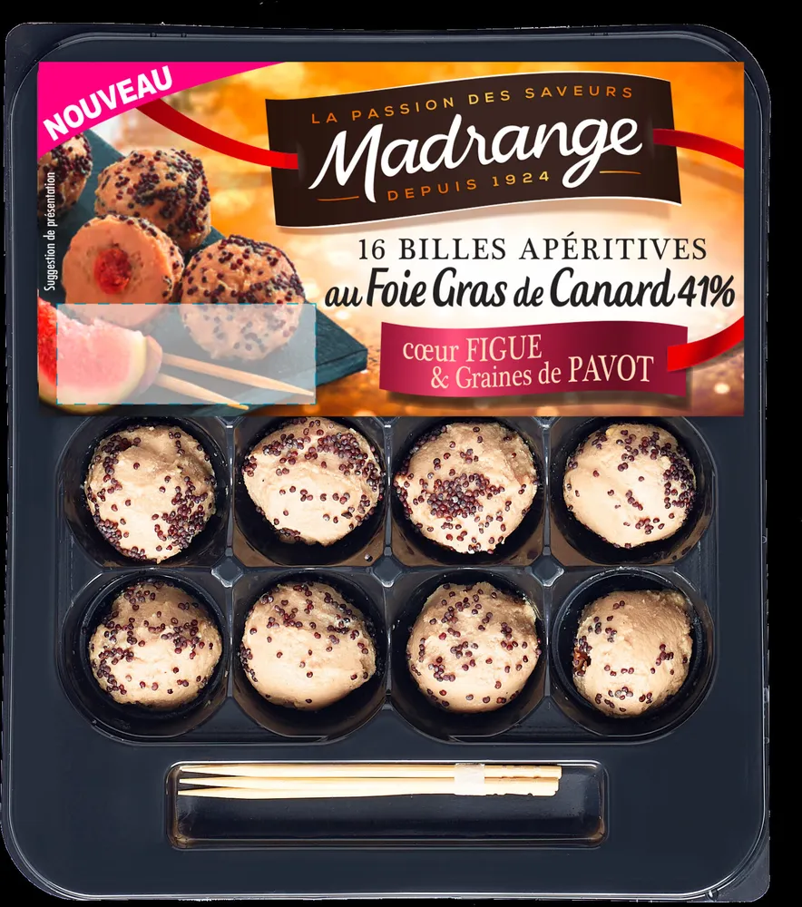 billes au foie gras de canard coeur figue et graines de pavot