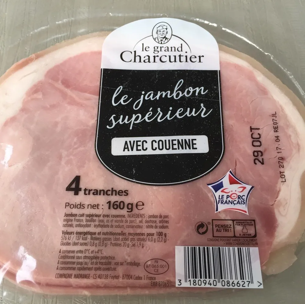 Le jambon supérieur avec couenne