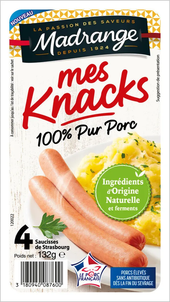 Mes Knacks 100% pur porc x4