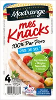 Mes knacks 100% pur porc -25% sel