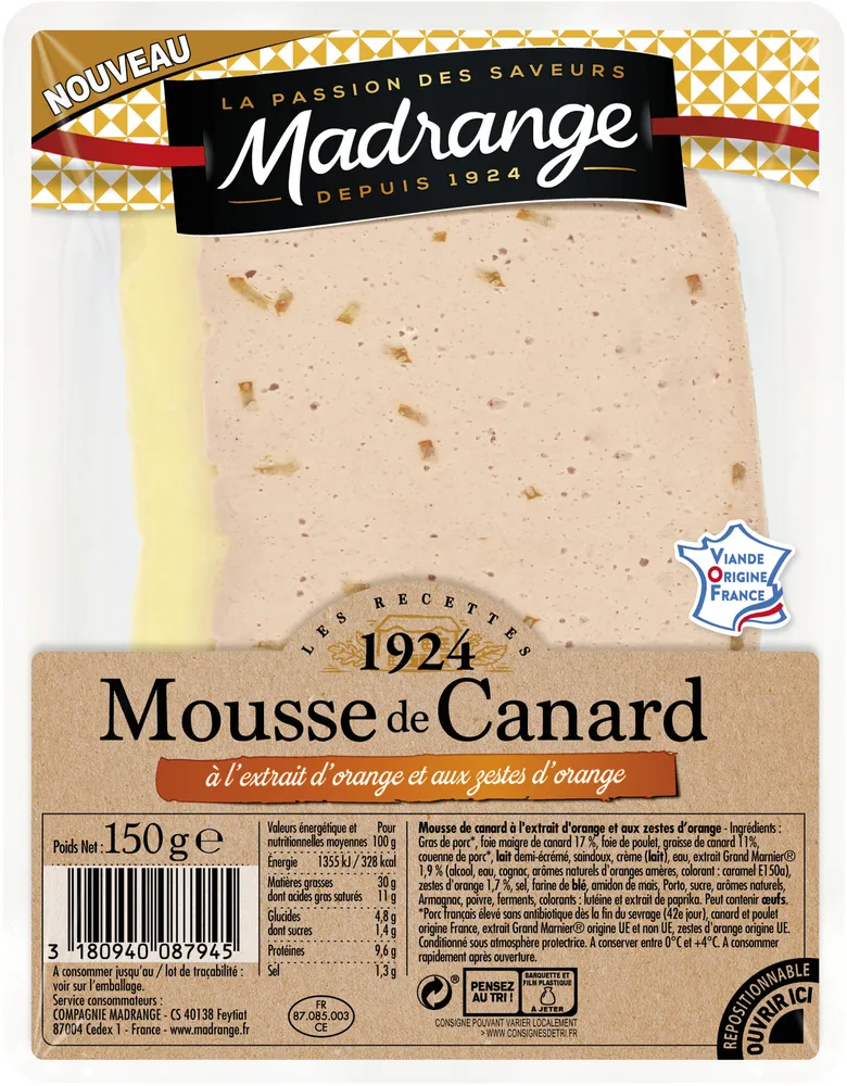Mousse de canard à l’extrait d’orange et aux zestes d’orange