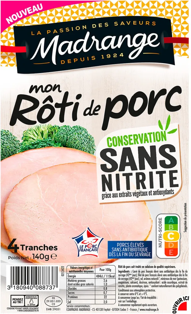 Mon Rôti de porc Conservation sans nitrite