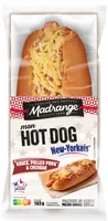 Mon hot-dog New Yorkais knack, pulled pork & Cheddar