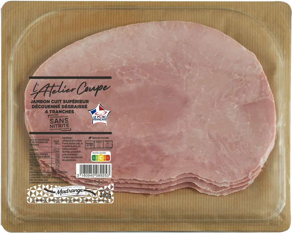 Jambon cuit supérieur conservation sans nitrite 4T