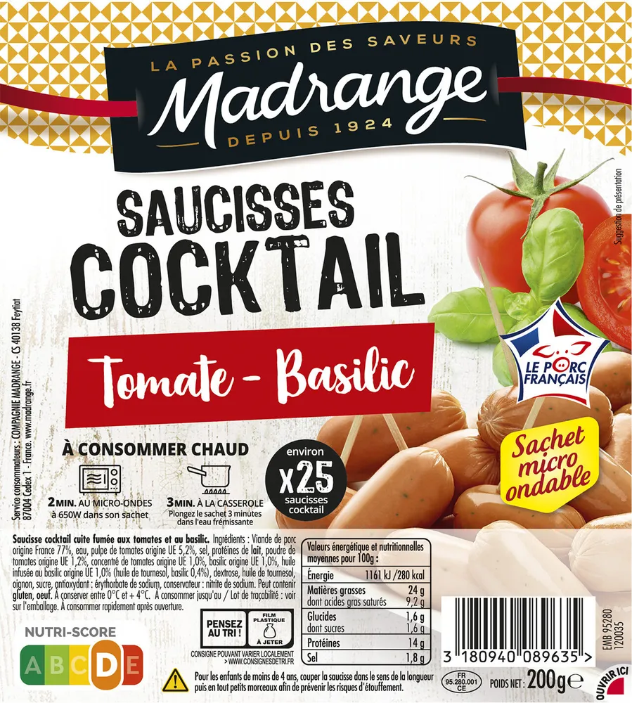 Mes Saucisses Cocktail Tomate Basilic