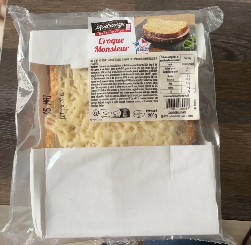 Croque monsieur jambon emmental