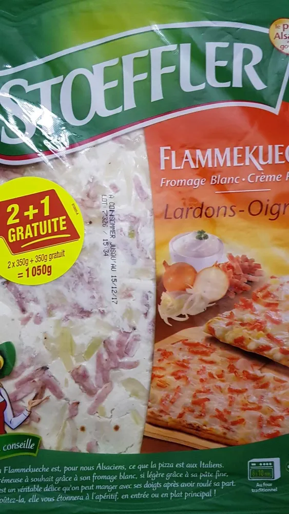 Stoeffler Flammekueche lardons oignons les 3 Flammekueches de 350 g
