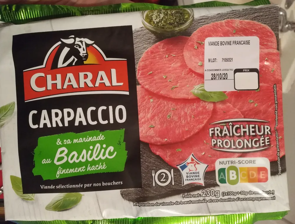 CARPACCIO & sa marinade au Basilic finement haché
