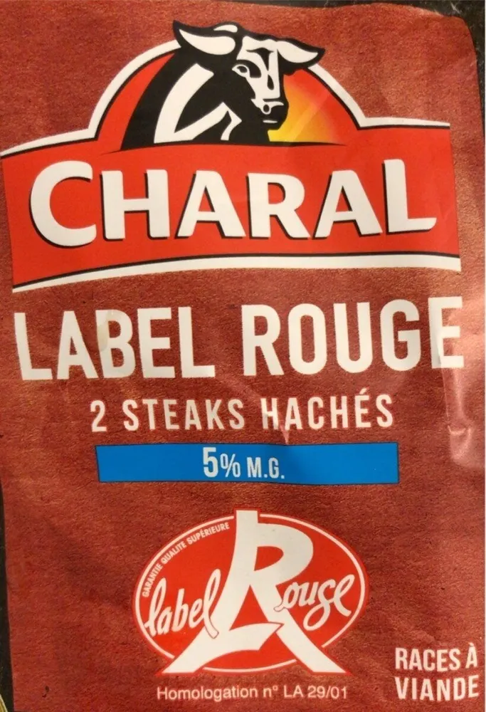Charal label rouge 2 steaks hachés 5% MG