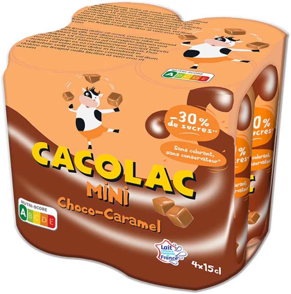 CACOLAC MINI CHOCO CARAMEL Pack de 4 boîtes 15 cl