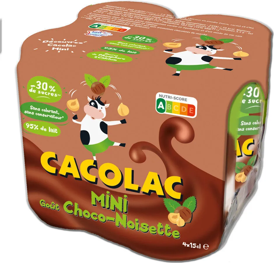 CACOLAC CHOCO-NOISETTE Pack de 4 Boîtes 15 cl