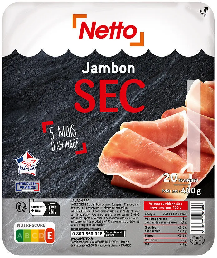 HD Jambon sec 20T 400g