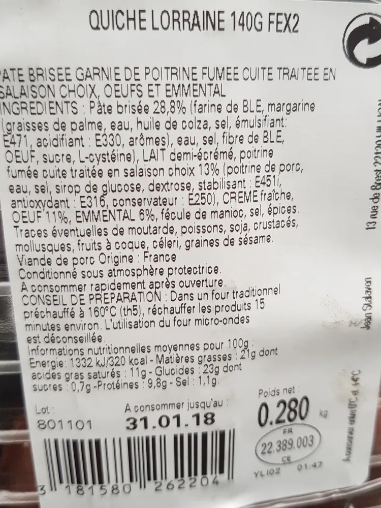 Quiche lorraine Stalaven