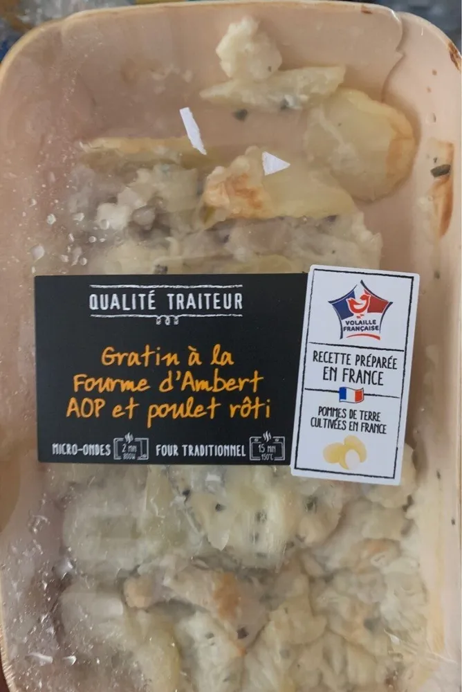Gratin a la fourme d'ambert AOP et poulet roti