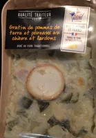 Gratin de pommes de terre et poireaux au chèvre et lardons