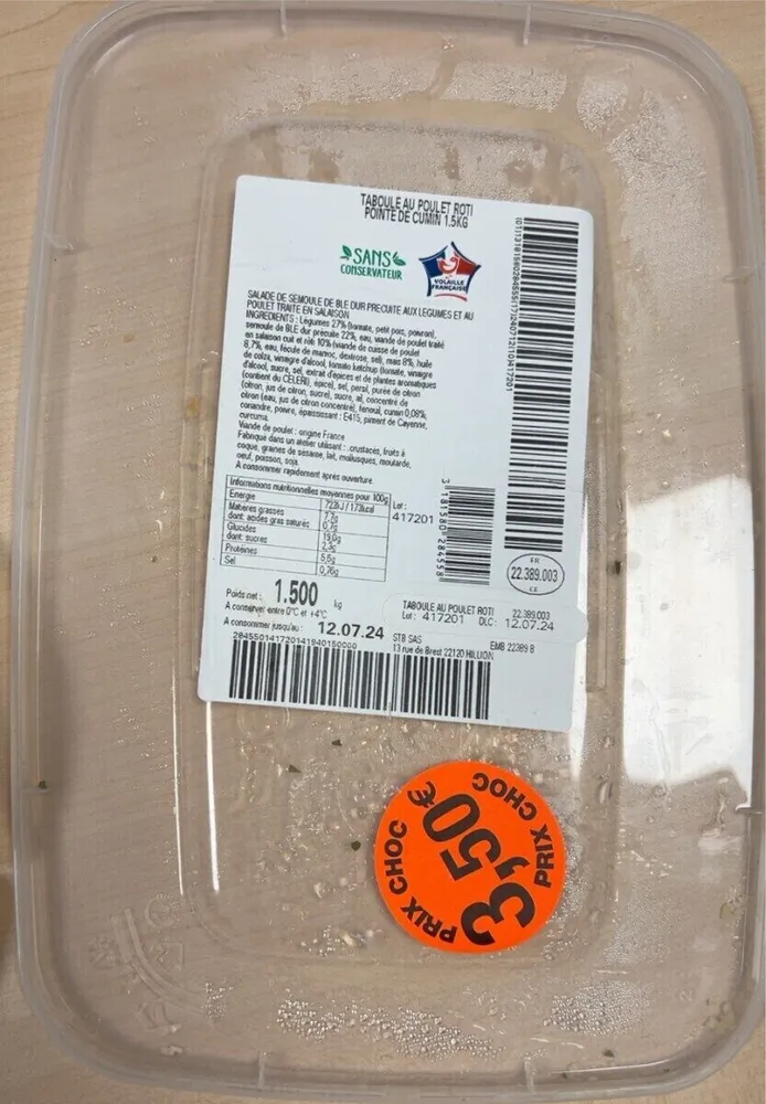 Taboulet au poulet roti pointe de cumin 1.5KG