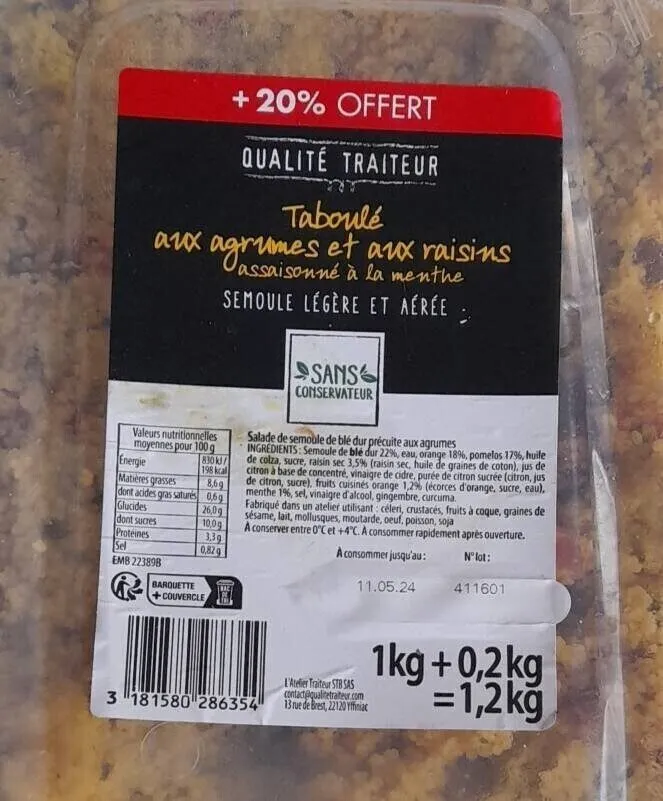 Taboulé aux agrumes et aux raisins
