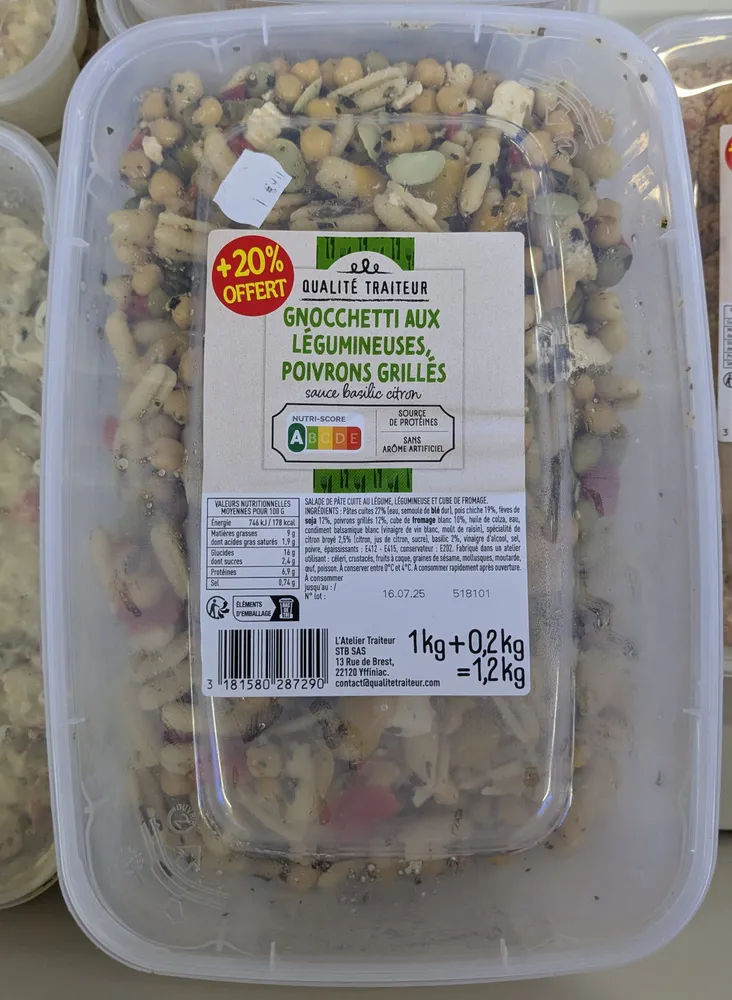 Gnocchetti aux légumineuses, poivrons grillés