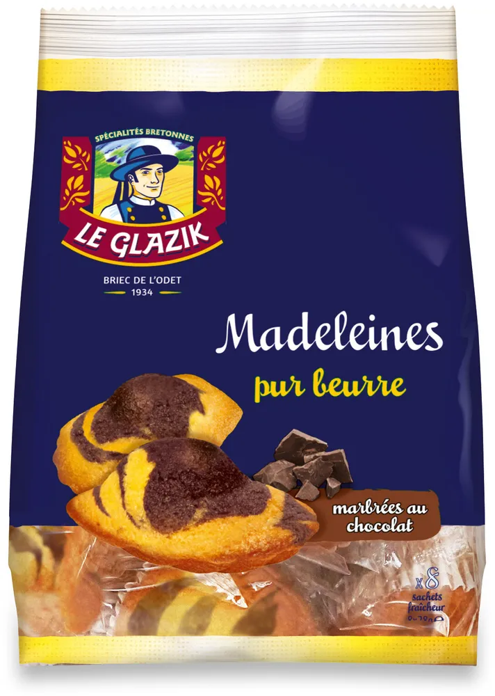 LE GLAZIK Madeleine - Marbrée Chocolat - 224g (8x1p)