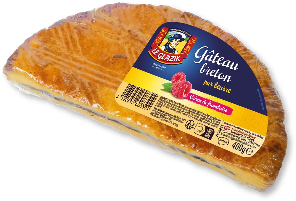 LE GLAZIK Gateau Breton 1/2 lune - framboise - 400g