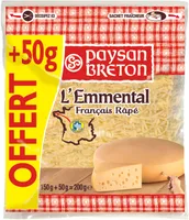Paysan Breton - L'Emmental Français Râpé - 150 gr + 50gr OFFERT