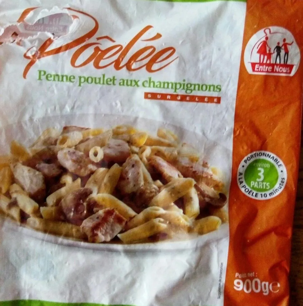 Poêlée penne poulet aux champignons