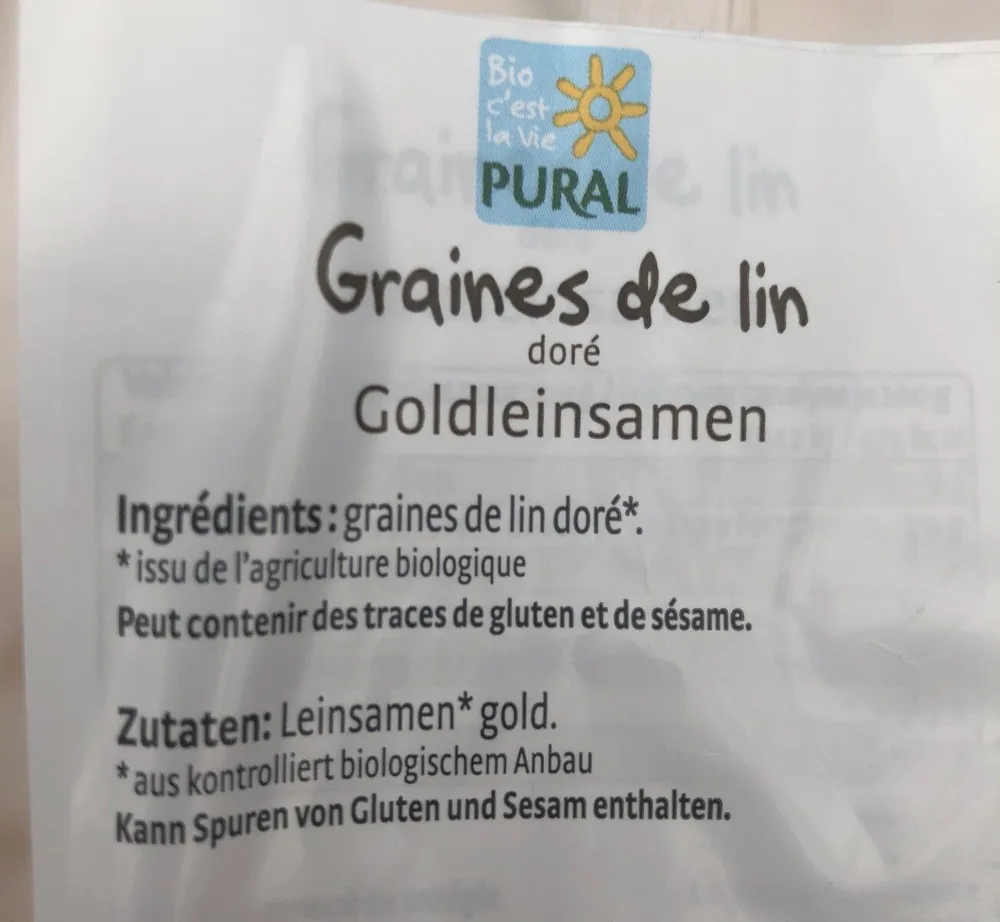 Graines De Lin Dorées Bio ? ? Pural