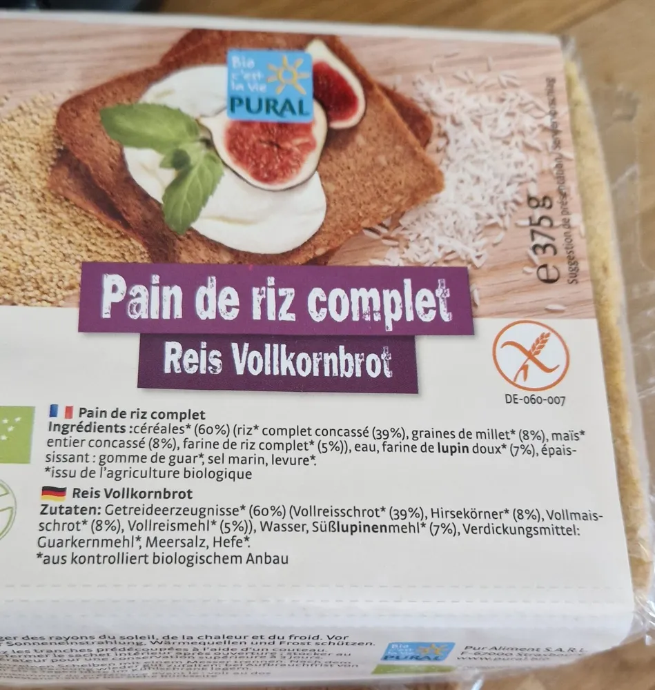 Pain de riz complet