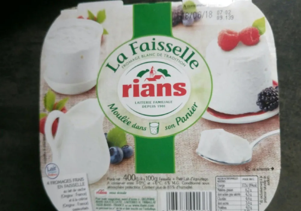 Faisselle FROMAGE BLANC DE TRADITION Moulée dans son Panier