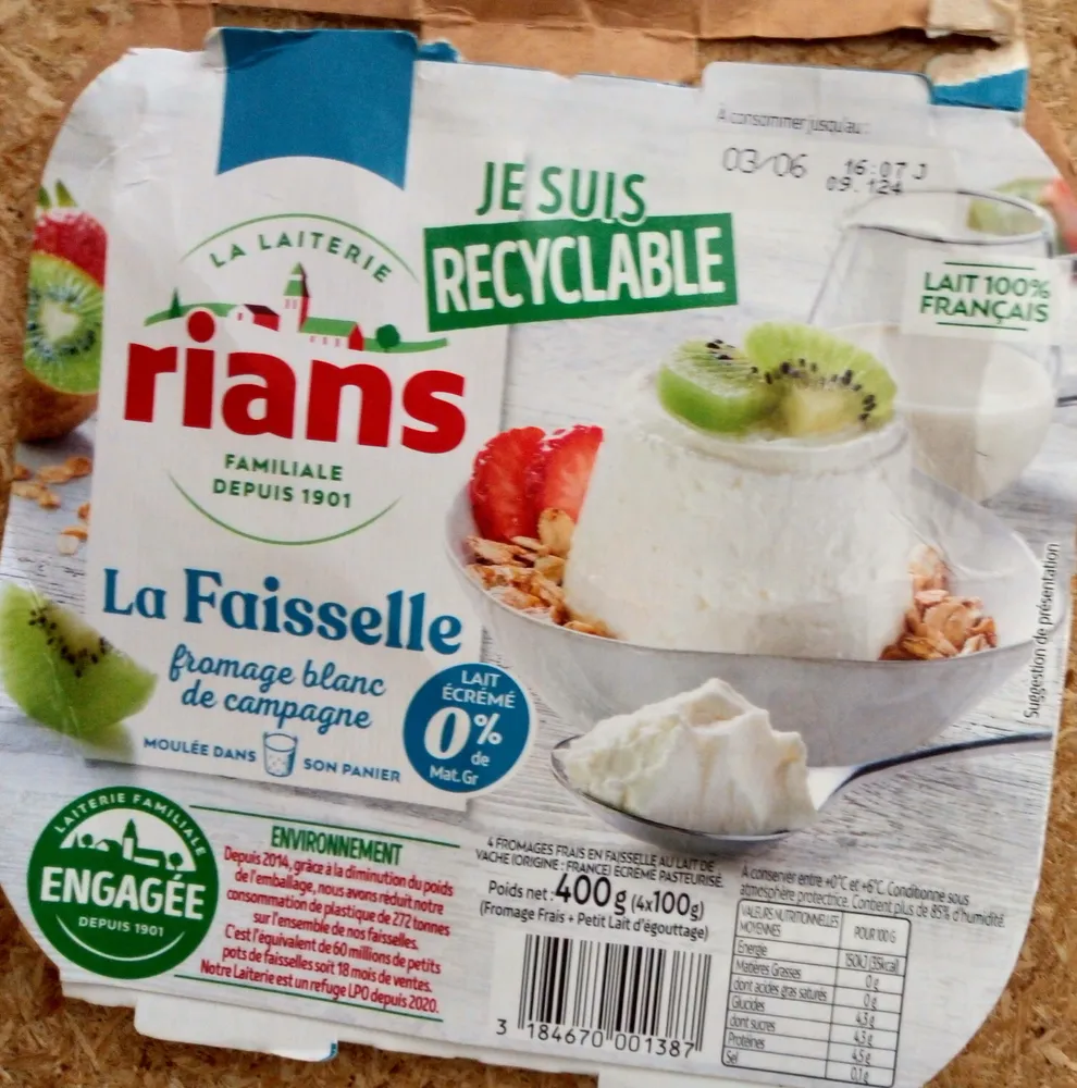 La faisselle 0% - fromage blanc de campagne