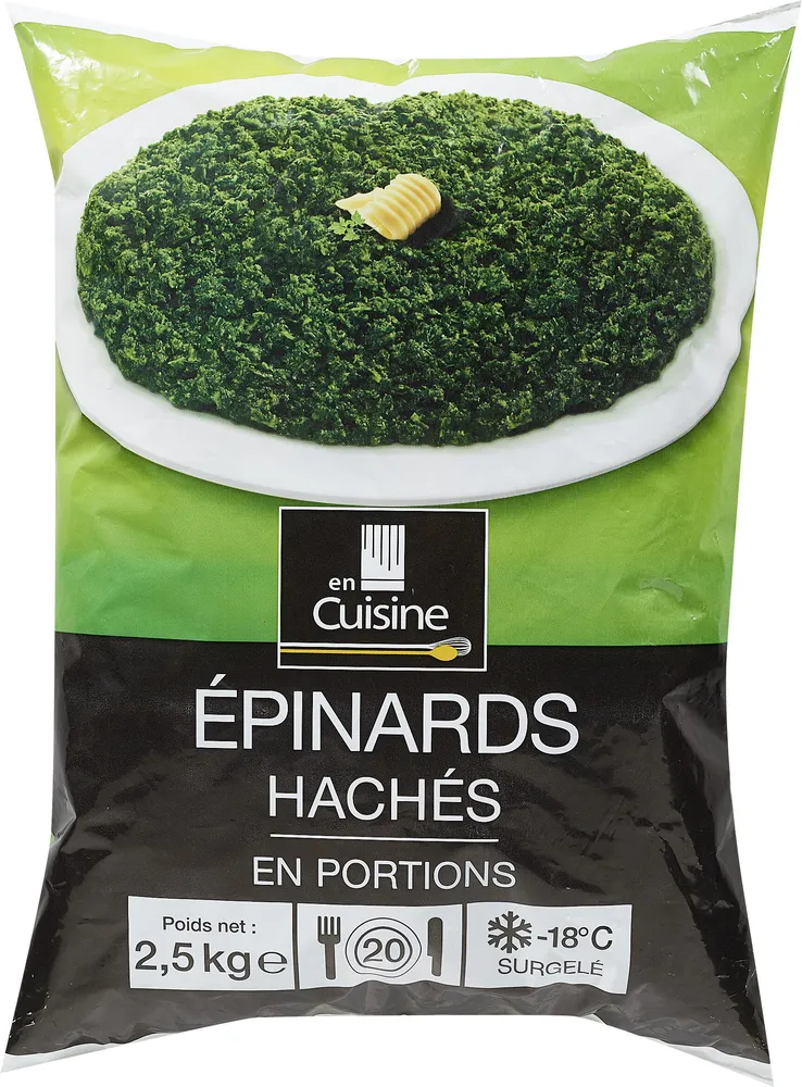Épinards hachés en portions