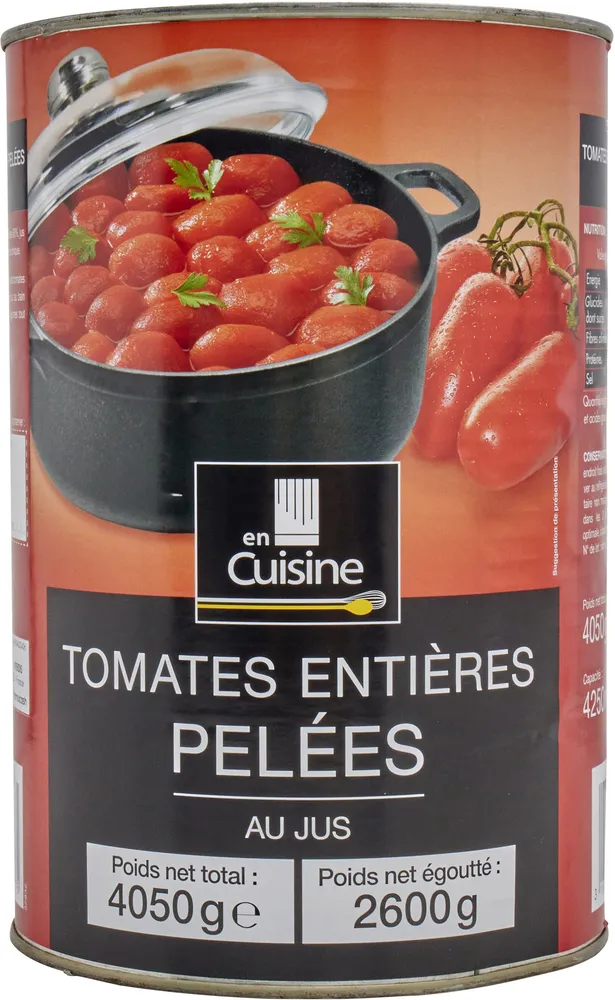 Tomates entières pelées au jus