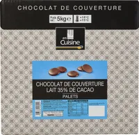 Chocolat de couverture lait 35% de cacao palets