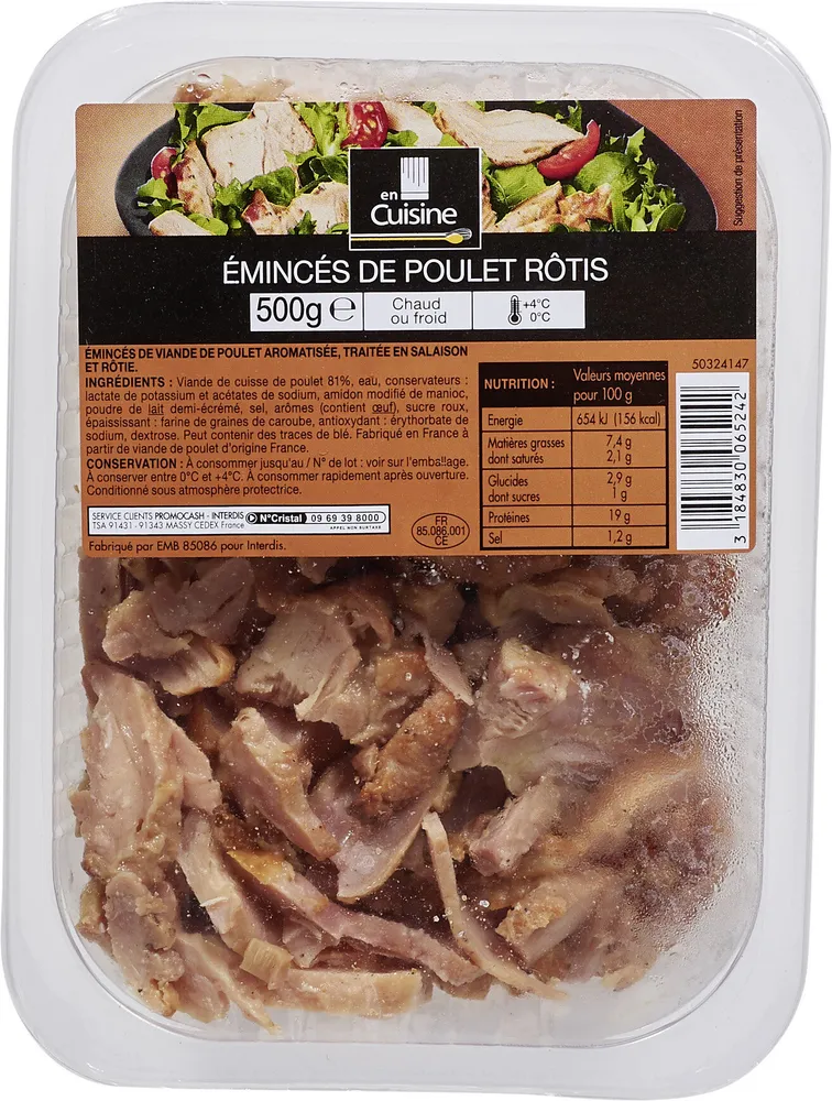 Emincé de poulet roti