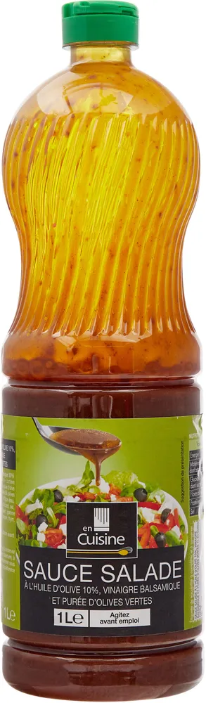 Sauce salade à l'huile d'olive 10%, vinaigre balsamique et purée d'olives vertes