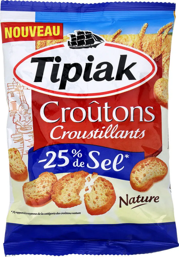 Croutons croustillants, nature –25% de sel