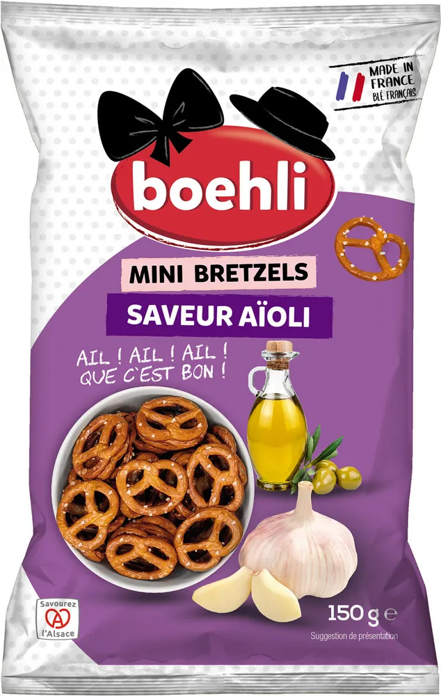 Sachet 150g mini bretzels saveur aïoli