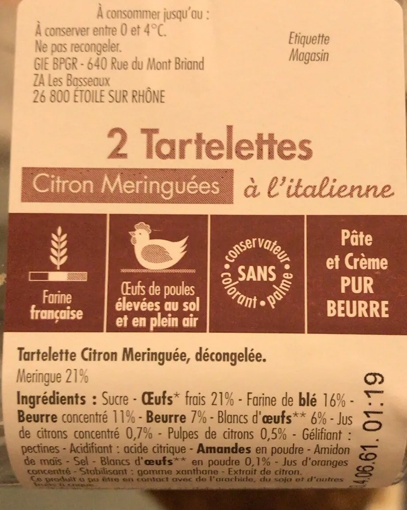 Tartelettes citron meringuées à l’italienne x 2