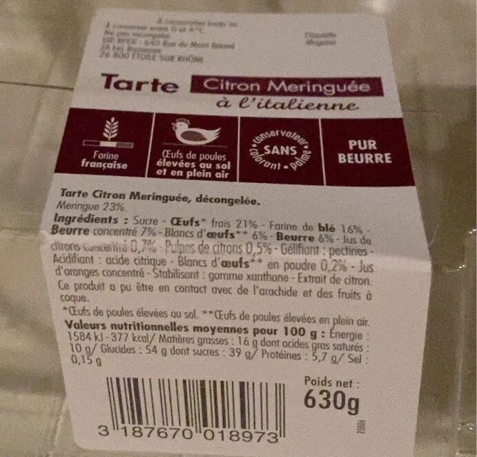 Tarte citron meringuée