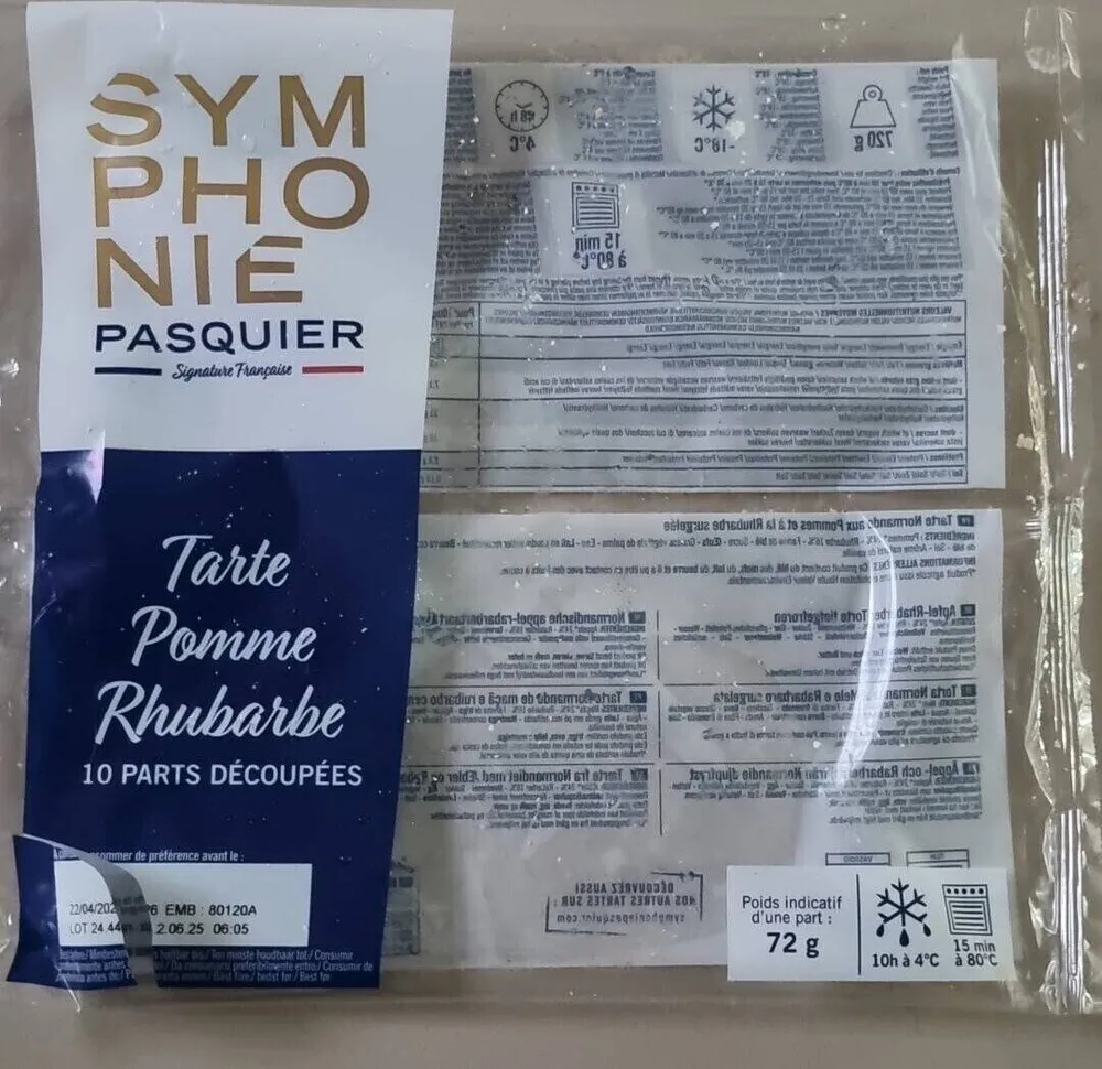 Tarte Pomme Rhubarbe 10 PARTS DÉCOUPÉES