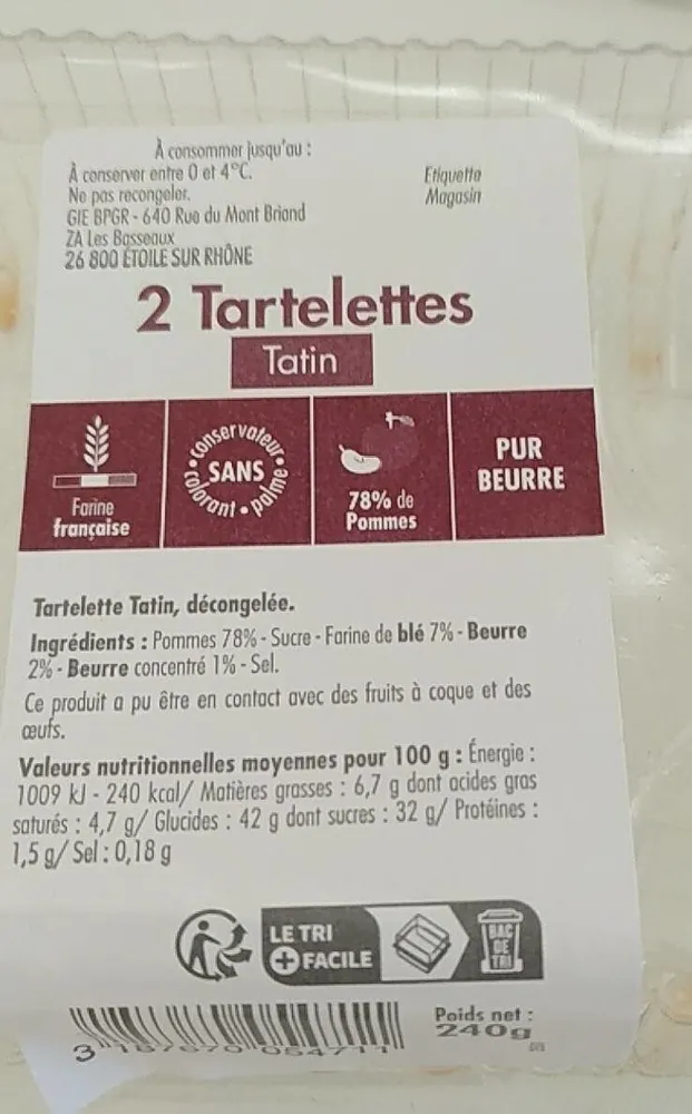 2 Tartelettes Tatin décongelées