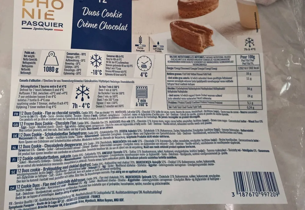 12 Duos Cookie Crème Chocolat