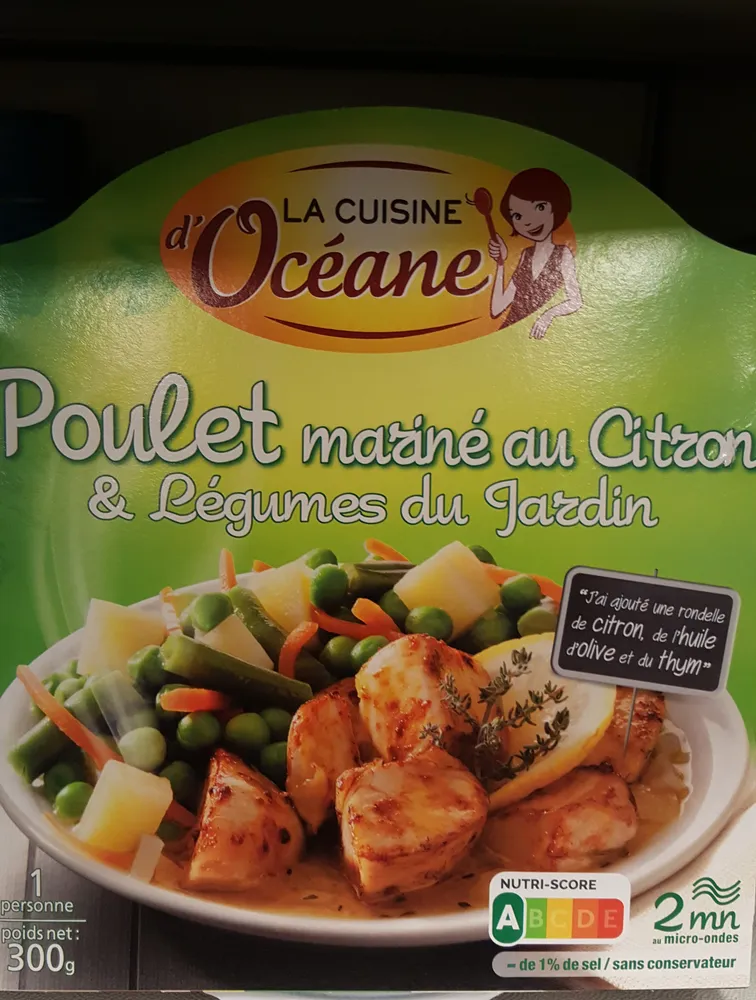 poulet mariné au citron et légumes du jardin