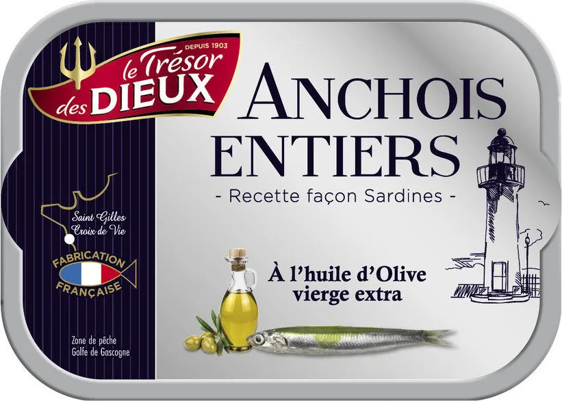 Anchois entiers à l'huile d'olive