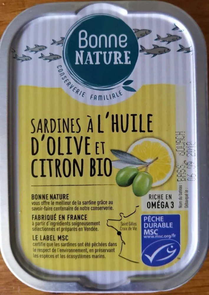 Sardines à l'huile d'olive et citron bio