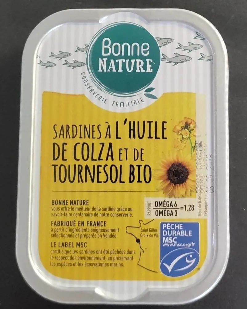 Sardines à l'huile de colza et de tournesol bio