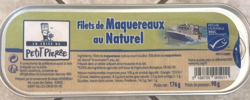 Filet de maquereaux au naturel