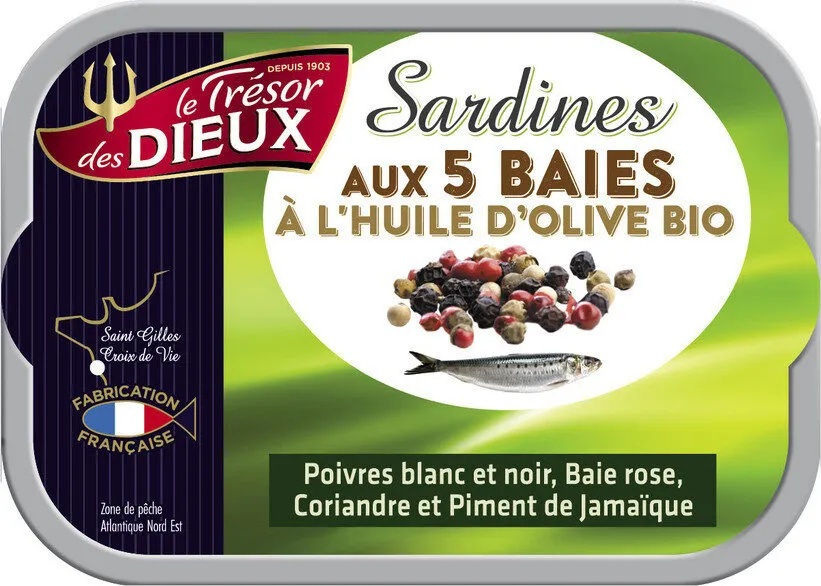 Sardines aux 5 baies et à l'huile d'olive BIO
