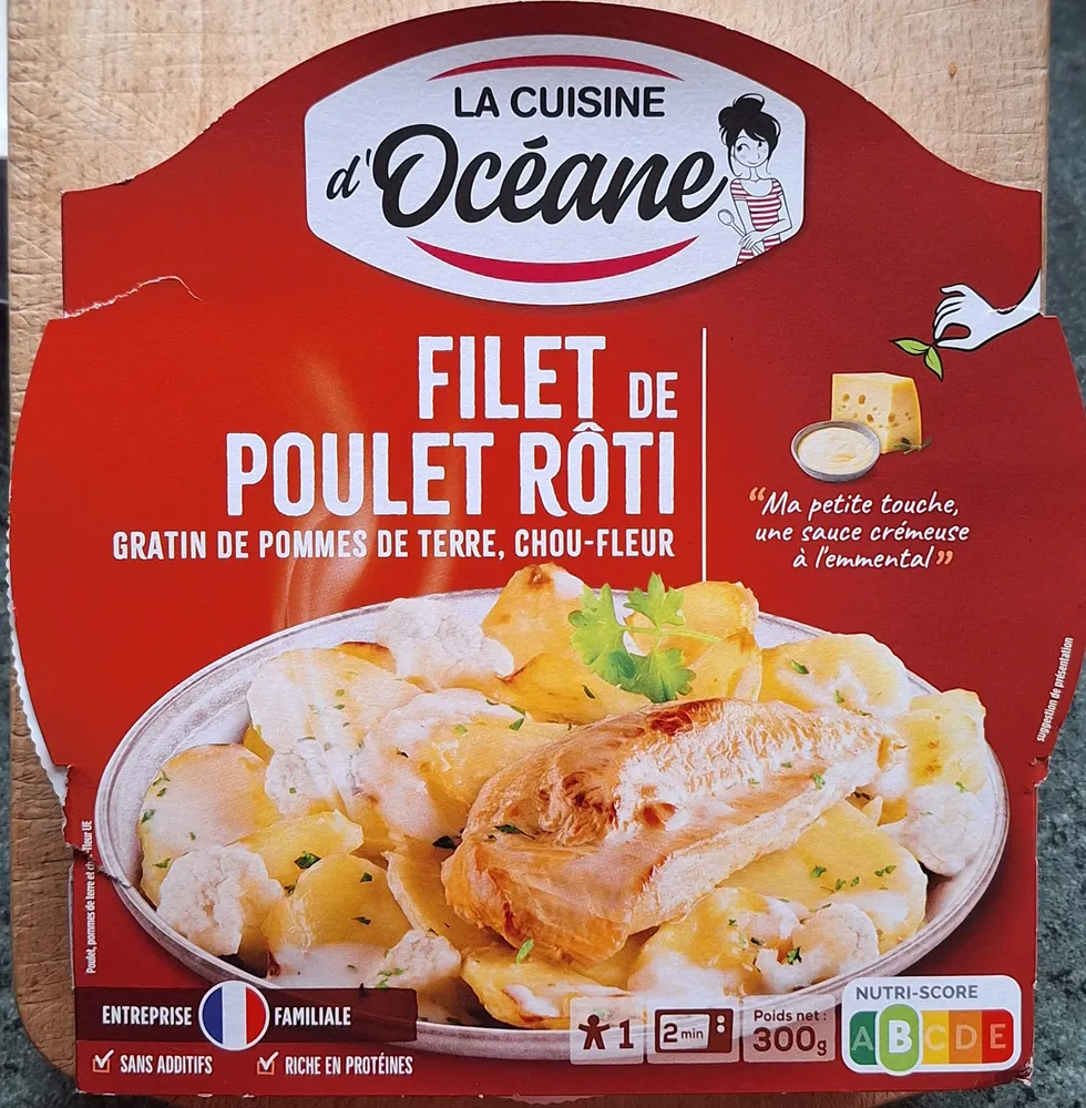 Filet de Poulet Gratin pommes de terre chou-fleur